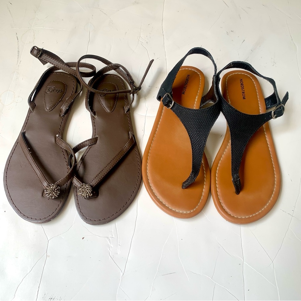 Like New 2prs Girls’ Strappy Thong Sandals Nordstrom Gap Youth Size 3